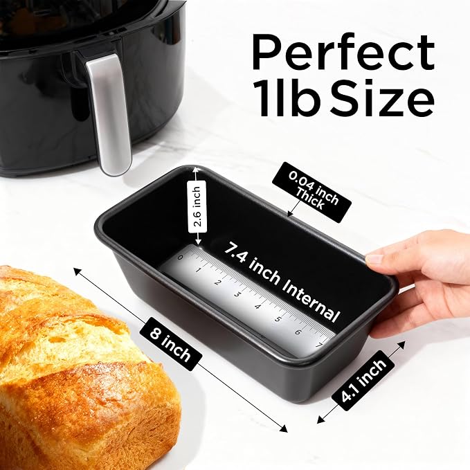 Wrenbury Non Stick Loaf Pan Set, 8 x 4 inch / 9.5 x 5.75 Inch Bread Pan | High Performance 2-Piece 1lb & 2lb Bread Loaf Pan, Nonstick Carbon Steel Bakeware Baking Pan, Set of 2 - Image 3