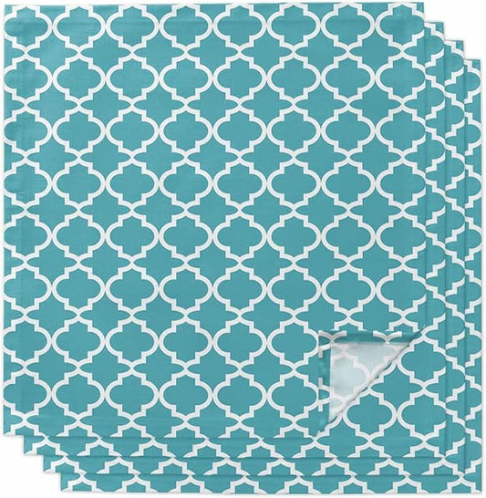 Cloth Napkins Set of 4-20x20 Inches, Turquoise Morocco Washable Reusable Table Napkins, Boho Ethnic Traditional Geometric Soft & Absortbent Dining Napkin for Party Wedding Hotel Restaurant by Unknown