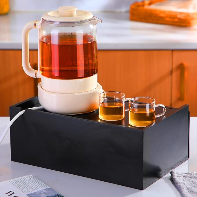 Cinnvoice Tea Bag Organizer Wood Tea Organizer Storage Box 8 Compartments Container Holder with Lid to Storage and Keep Fresh(Black) - Image 2