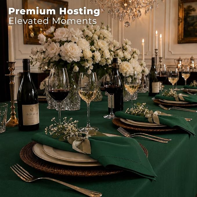 Signature Linen™ by D'Moksha Eden Green Dinner Napkins Set of 4, 20 x 20 Inch Cloth Napkins, 100% Pure Linen, Hemstitch, Machine Washable Table Napkins- Summer, Weddings, Outdoor hostings - Image 4