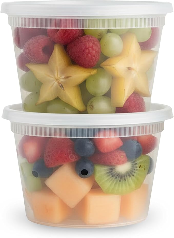 BluShine Deli Containers with Lids, Plastic Food Storage Containers | 16 oz, 32 sets Plastic Deli Food Storage Containers with Airtight Leak Proof Lids, Reusable, Microwave and Freezer Safe by Home