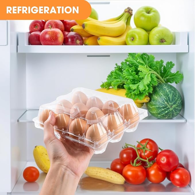 40 Pack Egg Cartons Cheap Bulk,Plastic Egg Carton 3x4 Grids | 12 Count Clear Egg Cartons, Reusable Egg Holder Egg Trays for Family, Chicken Farm, Markets Display - Medium Egg Container - Image 6