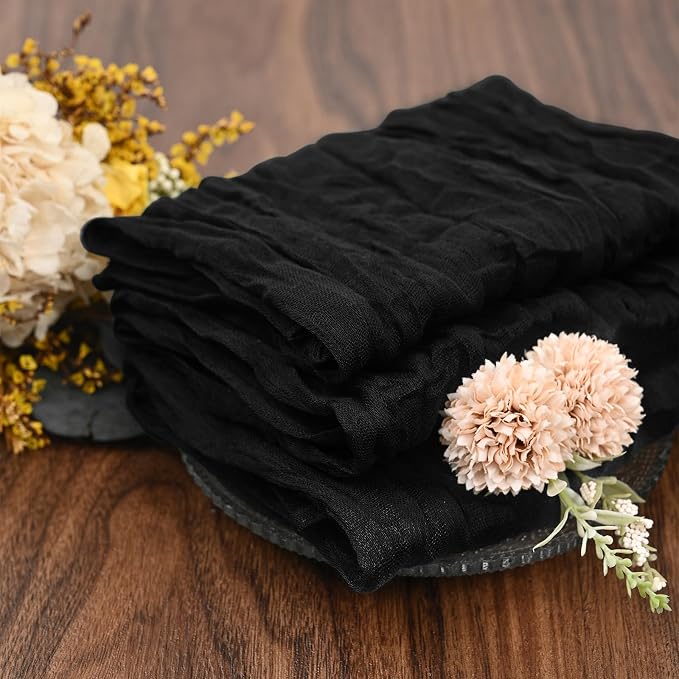 fani 100 Pack Gauze Cheesecloth Napkins, 20 x 20 in, Black | Wrinkled Table Napkins, Soft Cotton, Rustic Decorative, Weddings, Party, Dinner Table, Everyday Use - Image 5