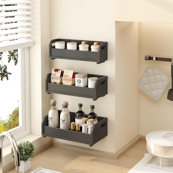 3-Tier Bamboo Tea Bag Organizer, Stackable Tea Holder for Countertop, Black | Tea Box Rack with Removable Dividers, Wall Mount Large Capacity for Pantry Drawer Cabinet Kitchen Office Coffee Station - Image 3