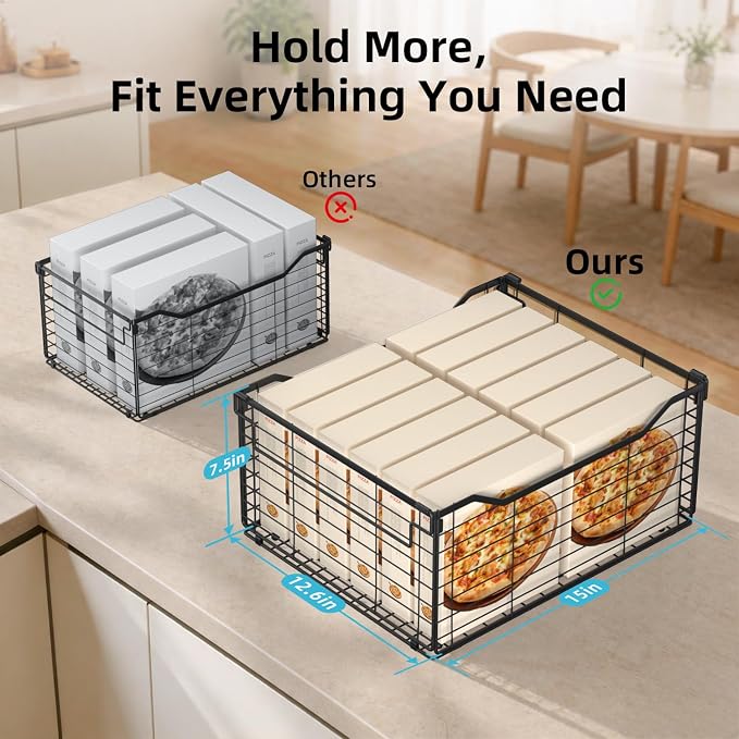 Freezer Organizer Bins,6 Pack Large Deep Freezer Organizer Bins for 5/7/10 Cu.FT Deep Freezer,Easy Access,Stackable & Sturdy,Black - Image 6