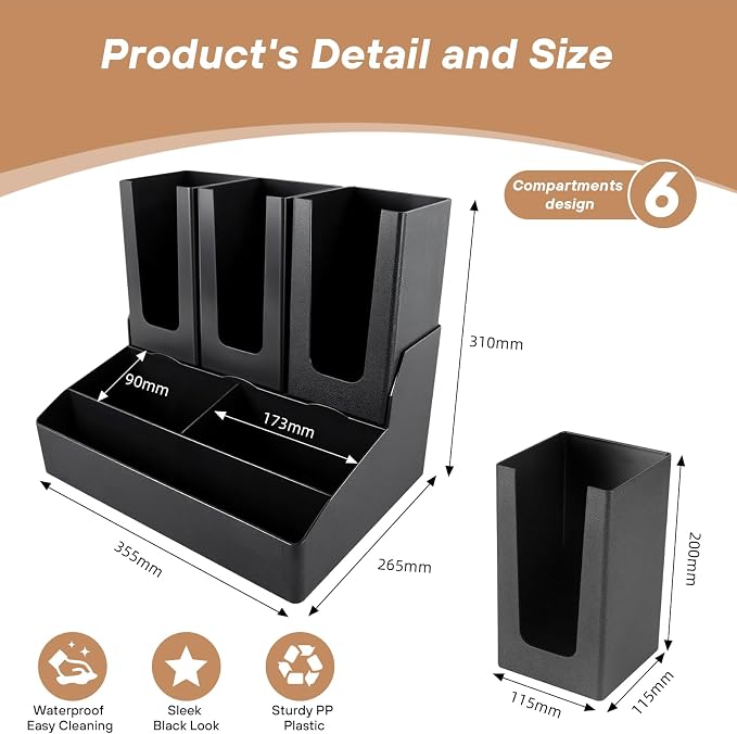 Cup and Lid Holder,Coffee Station Organizer,for Countertop Sugar Packets, Tea Bags, Cup and Lid - Image 3