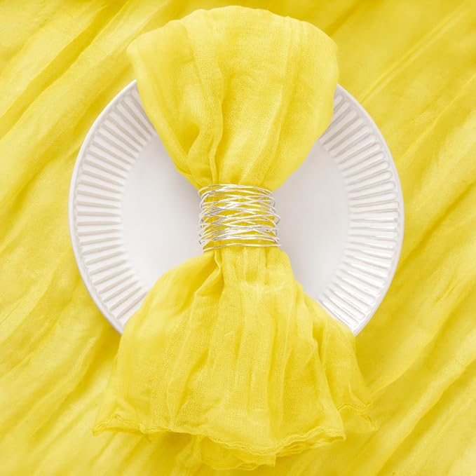 DeZerlor Lemon Yellow Washable Cheesecloth Napkins Set of 50 for Party | Reusable Summer Cloth Napkins Bulk, for Wedding Bridal Baby Shower Dinner Cocktail Birthday Home, 21x21 Inches - Image 3