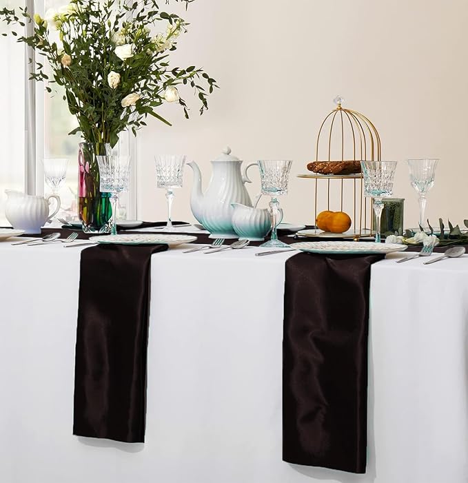 MDS® Pack of 200 Satin Napkins 12 x 12 Inch, Soft Silky Reusable Cloth Dinner Table Napkins for Wedding Décor, Reception, Birthday, Parties, Banquets, Catering, Restaurants & Hotel - Coffee - Image 5