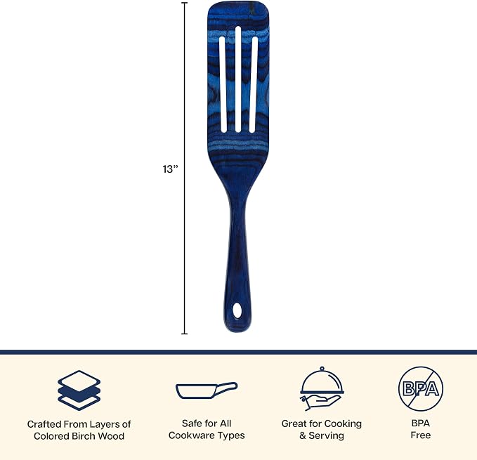 Baltique Malta 13 Inch Wooden Slotted Spurtle Spatula – Colorful Layered Birch Cooking Utensil for Stirring, Mixing & Serving - Image 7