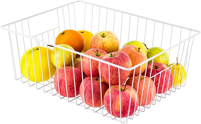 Upright Freezer Organizer Bins， Freezer Baskets for 16, 17, 21 cu.ft Standup Freezer, Wire Storage Baskets with Built-in Handles for Frozen Foods, Snacks, Vegetables, Fruits and More, Set of 4 , White - Image 6