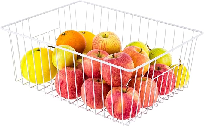 3 Pack Upright Freezer Organizer Bins - Standup Organizers for 16 Cu.Ft Freezer, Improve Air Circulation, Wire Storage Baskets, White - Image 3