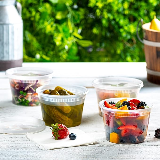 GUSTO 16 oz Plastic Deli Containers with Lids [240 Sets] Food Storage | Microwave, Dishwasher & Freezer Safe, Disposable or Reusable, BPA Free, Leak-Proof, Soups, Takeout, Meal Prep & Leftovers - Image 5