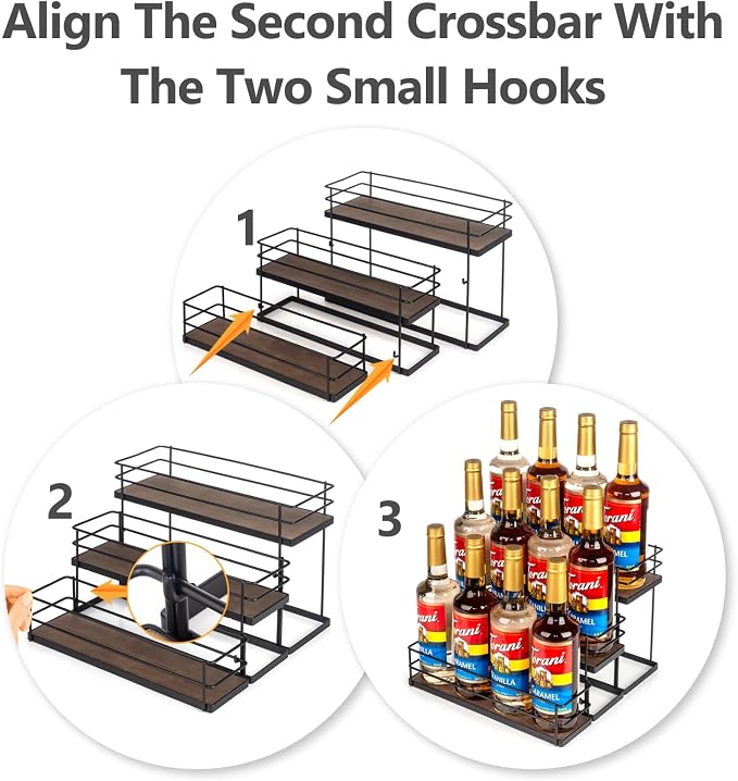 kimilus 12 Bottle Capacity Coffee Syrup Organizer 3 Tier Coffee Syrup Stand Shelf for Coffee Bar Kitchen Small Wine Rack for Bar Family Storage for Syrup Wine Dressing - Image 2