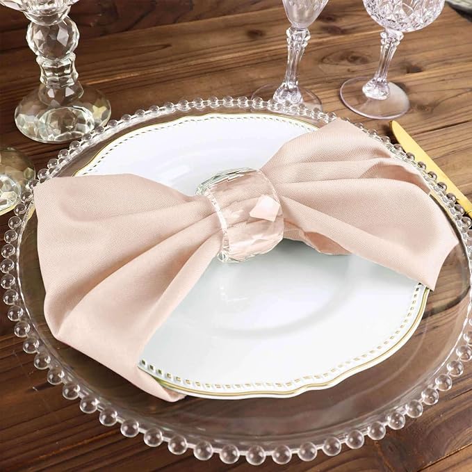 Efavormart Premium Cloth Napkins Set of 5, 17x17 Inch Blush Seamless Dinner Napkins, Washable Linen Table Napkin Cloth with Hemmed Edges for Weddings, Party and Banquet - Image 6