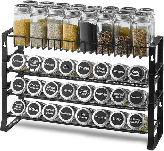 VEVOR Detachable Spice Rack Organizer for Cabinet, 4 Tie Stackable Seasoning Organizer, Spice Jars Kitchen Storage for Countertop Kitchen Pantry Cupboard, 15.8x10.7 in by VEVOR