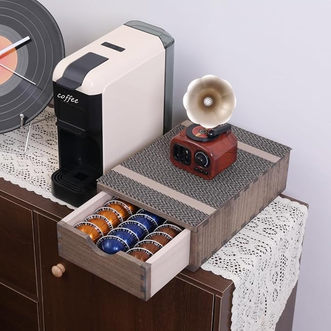 DDYURI Coffee Pod Holders 1-Layer 1-Drawer Dark Brown (CF1D1C-DK) - Image 8