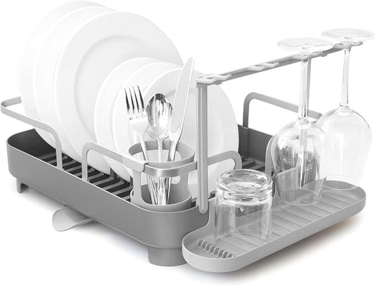 Umbra Holster Dish Rack– Molded Plastic Dish Drying Rack with Drainage Spout, Charcoal by Umbra