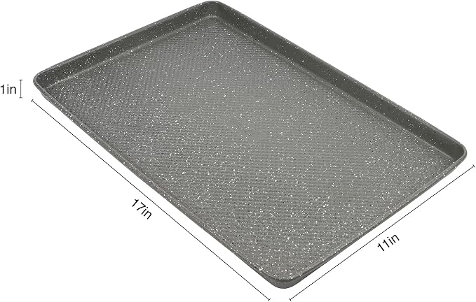 David Burke 17x11 Cookie Sheet – Carbon Steel, PFTE & PFOA Free, Oven Safe, Non-Toxic, Perfect for Baking and Roasting – Gray Speckle - Image 4