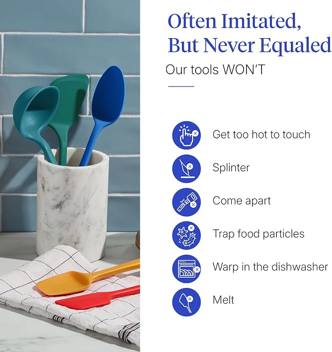 GIR: Get It Right 5-Piece Silicone Ultimate Kitchen Utensils Set - Ladle, Spatula, Flip, Spoon & Spoonula - Non-Toxic Cooking Utensils for Nonstick Cookware, Cooking and Baking - Madrid - Image 5