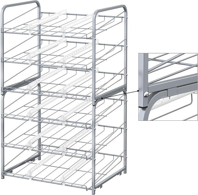 BTY Can Organizer for Pantry Stackable 2 Pack, Can Storage Organizer Rack Stacking Can Dispensers Small Space Holds up to 36 Cans for Pantry, Kitchen, Cabinet- Silver - Image 4