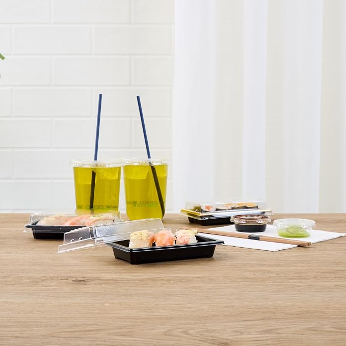 Restaurantware Plastic Sushi Trays 100 Pack of 5.3 x 3.15 x 1.57 Inch With Clear Lids Leak-Resistant Sushi Take Out Boxes Stackable Containers For Grab-And-Go - Image 8