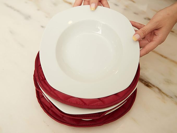 Covermates Keepsakes Dish Storage Set – Padded China & Dinnerware Storage Cases with Dividers, Cup & Stemware Storage, Quilted Polyester Protection, ID Window, Red - Image 6
