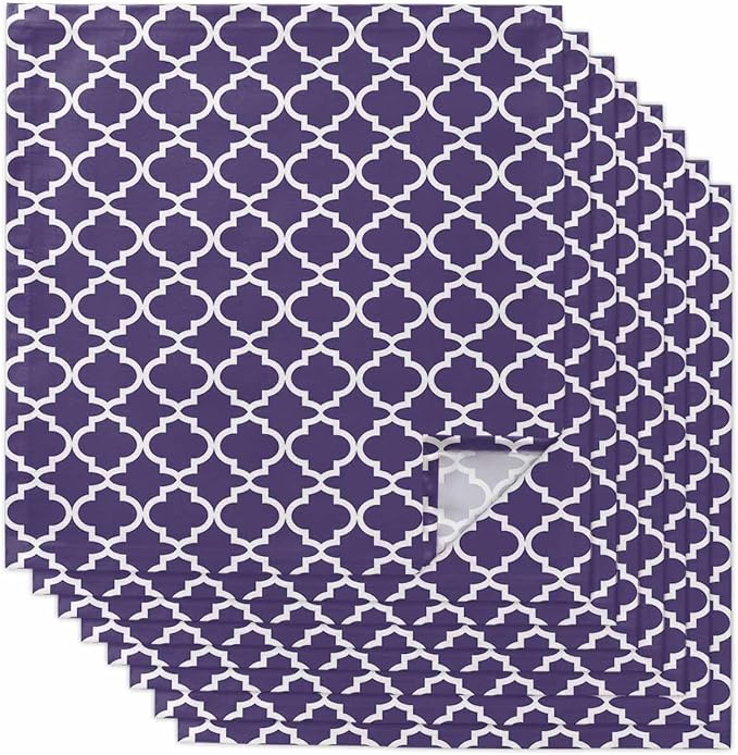 Cloth Napkins Set of 8-20x20 Inches, Purple Moroccon Washable Reusable Table Napkins, Country Chic Ethnic Minimalist Motifs Soft & Absortbent Dining Napkin for Party Wedding Hotel Restaurant by Unknown