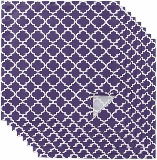 Cloth Napkins Set of 8-20x20 Inches, Purple Moroccon Washable Reusable Table Napkins, Country Chic Ethnic Minimalist Motifs Soft & Absortbent Dining Napkin for Party Wedding Hotel Restaurant by Unknown