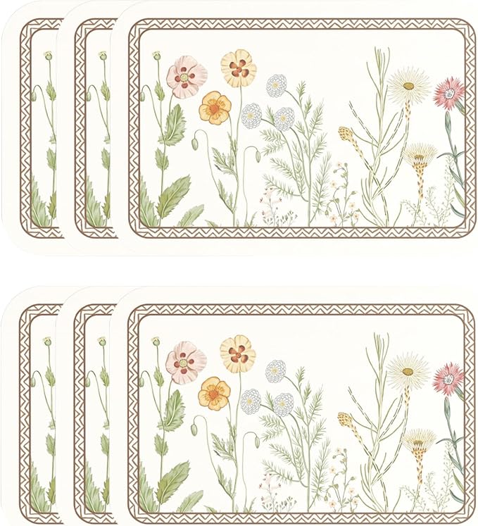 Vinyl Waterproof Placemats Set of 6 Rectangular,12"*17"-Serenity D | Wipeable Beautiful Print Place Mats,Stain Resistant,Heat Resistant,Everyday Meals,Kitchen,Dinning,Holiday,Decor by Isaennehomedecoration