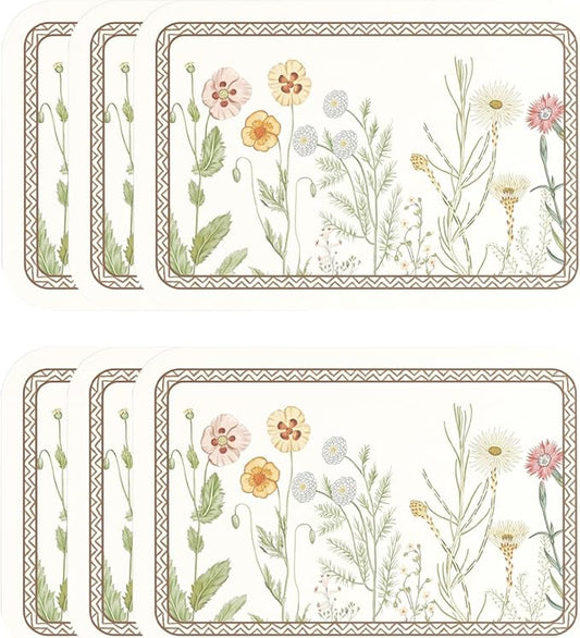 Vinyl Waterproof Placemats Set of 6 Rectangular,12"*17"-Serenity D | Wipeable Beautiful Print Place Mats,Stain Resistant,Heat Resistant,Everyday Meals,Kitchen,Dinning,Holiday,Decor by Isaennehomedecoration