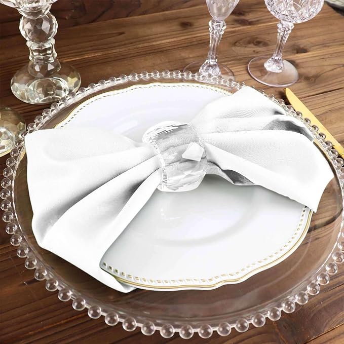 Efavormart Premium Cloth Napkins Set of 50, 17x17 Inch White Violet Seamless Dinner Napkins, Washable Linen Table Napkin Cloth with Hemmed Edges for Weddings, Party and Banquet - Image 7