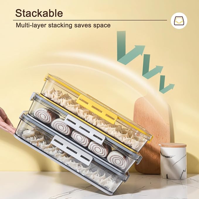 CottonColors Fridge Organizer, Food Storage Containers With Lids for Timer & Drain Board Stackable Refrigerator Organizers and Storage（Short, Small, 1.5 L） - Image 4