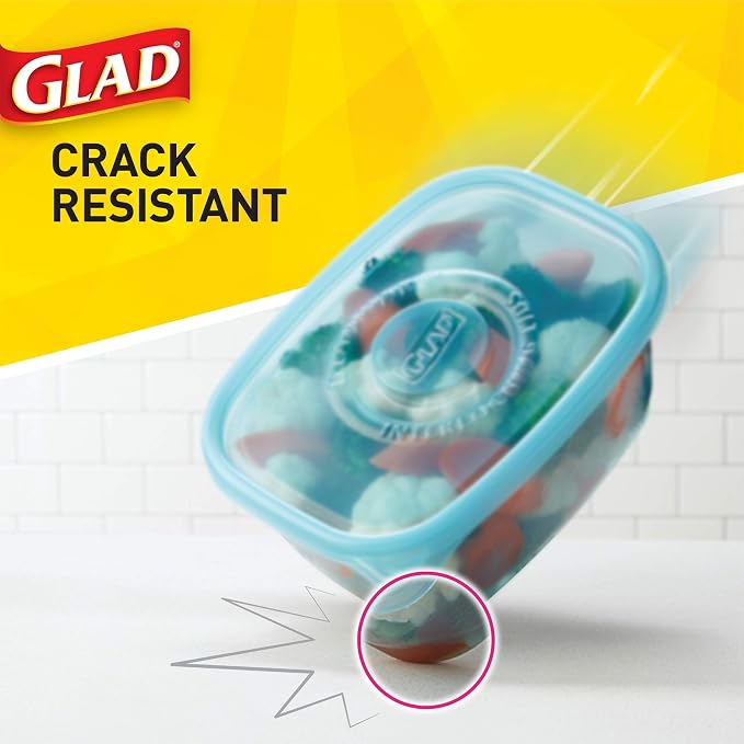 Glad GladWare FreezerWare Food Storage Containers with Lids, Large Rectangle No BPA Plastic for Freezing Soups Meals and Batch Cooking, Crack Resistant, Microwave Dishwasher Safe, 64 Oz, 2 Ct - 6 Pk | Crack-resistant, large rectangle containers for fre... - Image 9