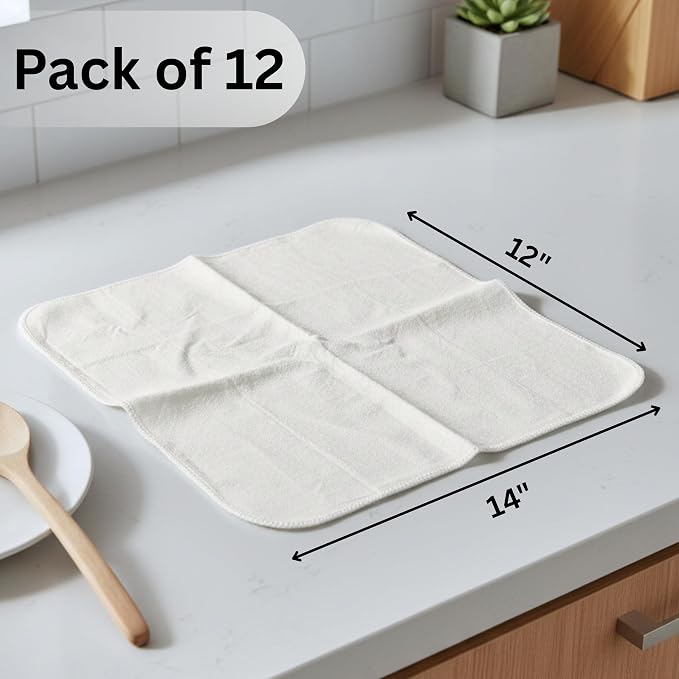 Flour Sack Shop Towels, Natural Cotton Cleaning Towels 14" x 12", Pack of 12 Reusable Absorbent Towels for Garage, Automotive, Workshop, Kitchen Cleaning, Polishing, Dusting & Multi-Purpose Use - Image 5