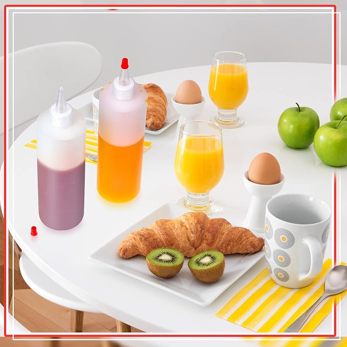 Irenare 40 Pcs 12 oz Plastic Squeeze Condiment Bottles with Red Tip Caps, Empty Squirt Bottle Dispenser Leakproof Refillable Sauce Containers for Paint Dye Ketchup Syrup Oil Dressing Arts - Image 5