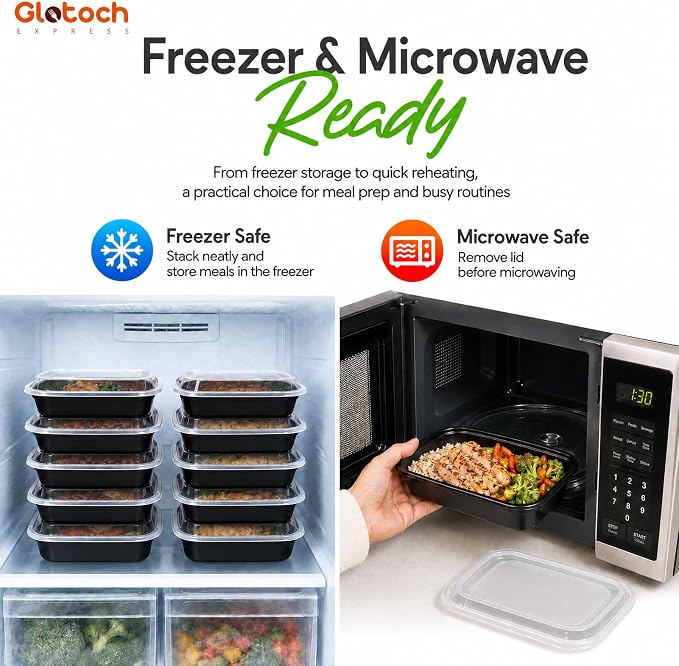 Meal Prep Containers 24oz-100 Pack (200-Piece) Reusable Food Storage Containers with Lids Microwave, Freezer, Dishwasher Safe - Leakproof & BPA Free Durable Plastic Bento Box for To Go Take Out - Image 4