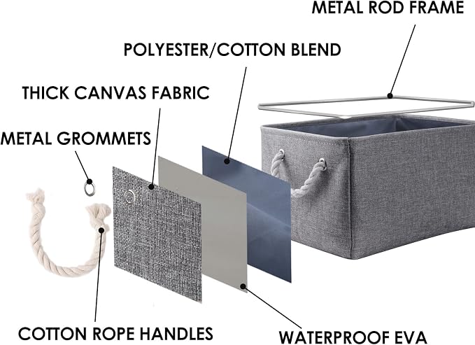 Large Storage Bins- Storage Baskets for Organizing Shelves, Basket Organizer for Closet Bookshelf Dog Toy Nursery Clothes Laundry Home Organization, Fabric Storage Cubes W/Handles - Image 3