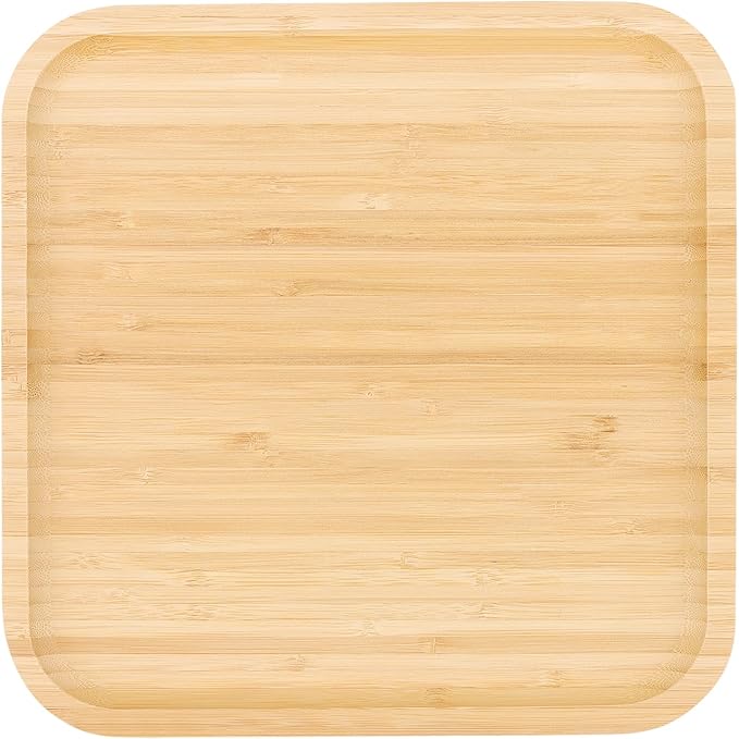 JOIKIT 3 Pack 10 Inch Bamboo Platter, Fine Polished Sqaure Wood Plates Bamboo Serving Tray for Holding Fruit, Bread, Cheese, Nut, Coffee, Tea, Plant Saucer - Image 3