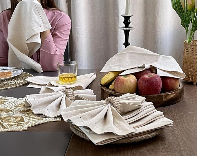 Bedding craft Linen Flax Cotton Cloth Napkins 18x18 Set of 72 – Natural Hemstitched with Mitered Corners – Machine Washable Dinner Napkins for Weddings, Events, Parties & Cocktails (6 Dozen) - Image 8