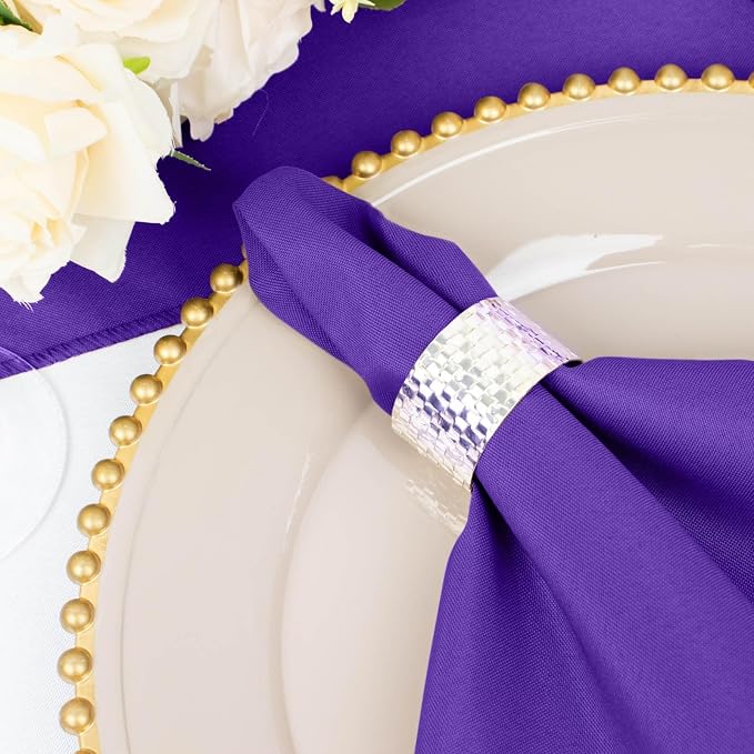 Efavormart Premium Cloth Napkins Set of 25, 20x20 Inch Purple Seamless Dinner Napkins, Washable Linen Table Napkin Cloth with Hemmed Edges for Weddings, Party and Banquet - Image 7
