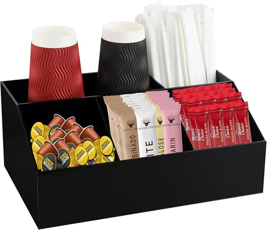 Acrylic Coffee Bar Station Organizer Countertop for Sugar Tea Packets Black by Unknown