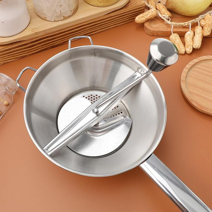 Amosfun Potato Ricer, Stainless Steel Potato Masher, Manual Rotating Potato Ricer, Rice Press for Tomato Sauce, Applesauce, Puree, Mashed Potatoes, Baby Food, Fruit and Vegetables - Image 4