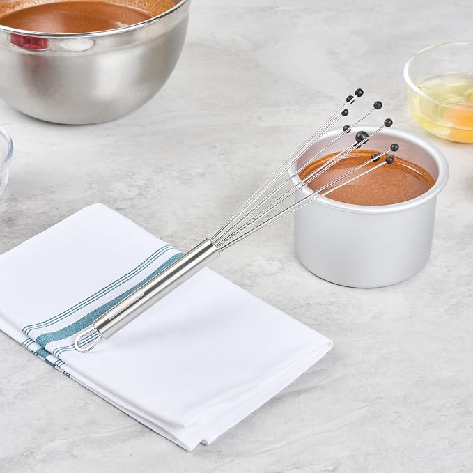Restaurantware 10.5 in Stainless Steel Ball Whisk with Silicone Tips - 6 Pack - German Standard Sauce & Gravy Whisk, Non-Scratch, Dishwasher Safe - Non-Stick Safe Silicone Ball Whisk for Baking - Image 8