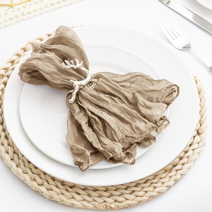 60 Pack Sand Cheesecloth Napkins 21x21 Inches Sand Cloth Napkins Set of 60 Washable Dinner Table Napkins for Wedding Rustic Boho Cotton Gauze Party Bridal Baby Shower Family Gathering Table Decor - Image 2