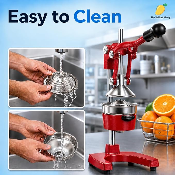 Kitchen Cast Iron Juicer - Manual Citrus Press & Orange Squeezer - Easy-to-Clean Heavy Duty Manual Juicer, Professional Citrus Juicer - Orange Juicer - Stainless Steel Lemon Squeezer (Black) - Image 6