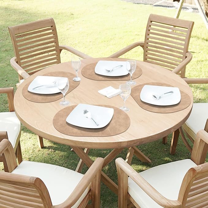 ADRIMER Placemats, Heat Resistant Oval Placemats Set of 6 Washable 12 x 17 Inch, Waterproof Table Placemats Set of 6, Wipeable Faux Leather Placemats for Kitchen, Dining Room, Apricot - Image 7