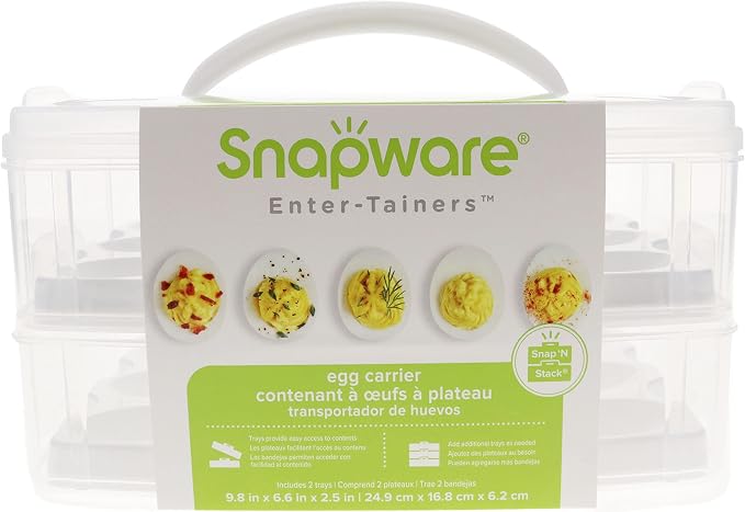 Snapware Snap N Stack 2-Layer Food Storage with Egg Holder Trays - 2 Pack | Dual Storage Levels | Removable Inserts | Secure Closure | Portable Carrier | Durable Construction - Image 2