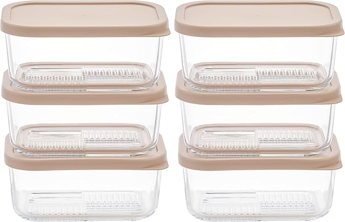 Glass Food Storage Containers with Lids — 12 Piece — 24.4 oz Glass with BPA-Free Leakproof Stackable Lids — Microwave, Oven & Dishwasher Safe — Ideal for Meal Prep & More - Cashew Cream - Image 2