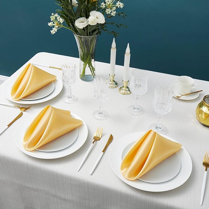 MDS® Pack of 150 Satin Napkins 12 x 12 Inch, Soft Silky Reusable Cloth Dinner Table Napkins for Wedding Décor, Reception, Birthday, Parties, Banquets, Catering, Restaurants & Hotel - Gold - Image 2