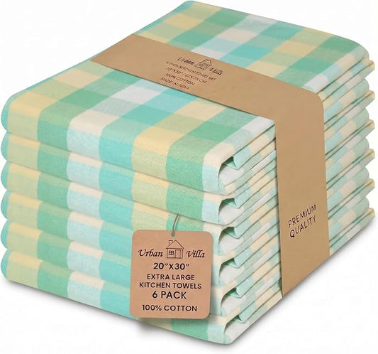 Urban Villa Kitchen Towels Cotton Dish Towels 20”x30” (Set of 6) Greensand by CottonTrends